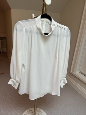 Elegant Veronica Maine Women's Blouse with Button Shoulder Detail